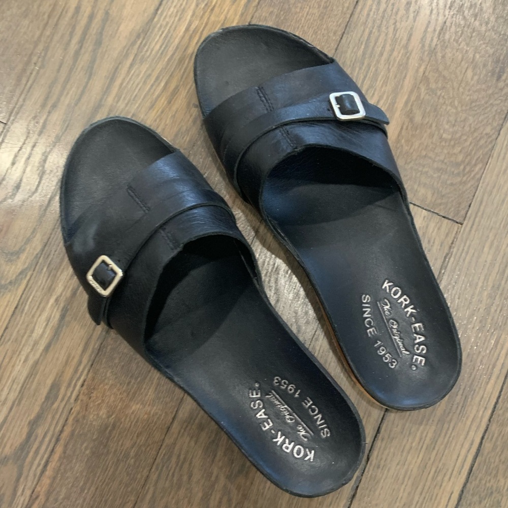 Kork-Ease Black Slip On Sandals